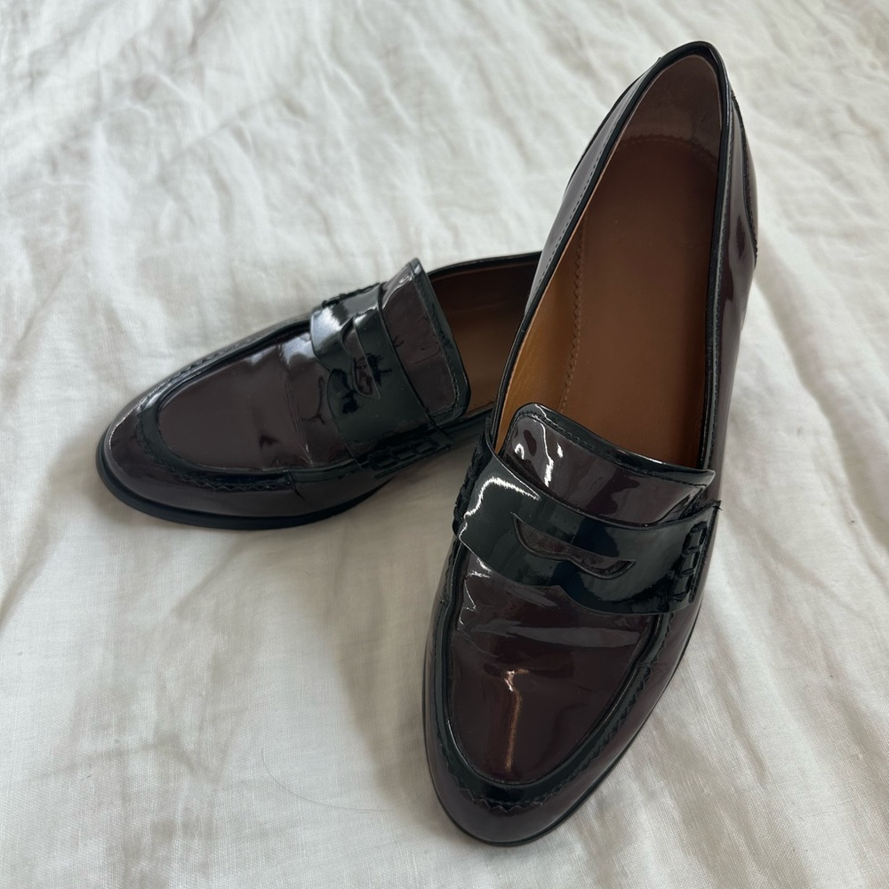 SARTO By Franco Sarto Glossy Black & Dark Mauve Loafers